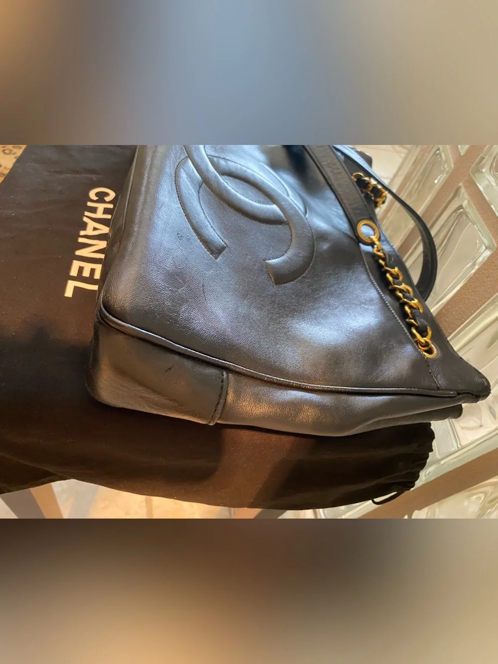 CHANEL Timeless CC Tote in Black Lambskin Leather with 24k gold-plated hardware